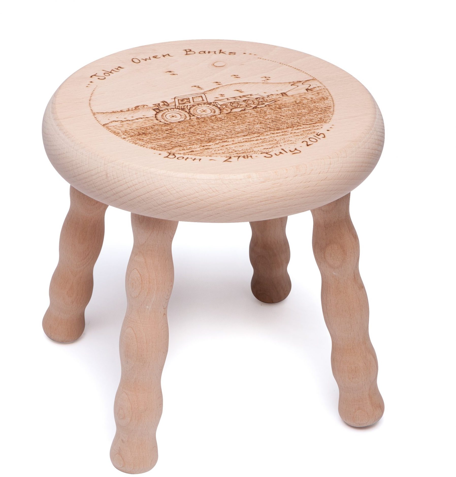 4 Legged Wooden Stool with Screw in Legs Turners Retreat