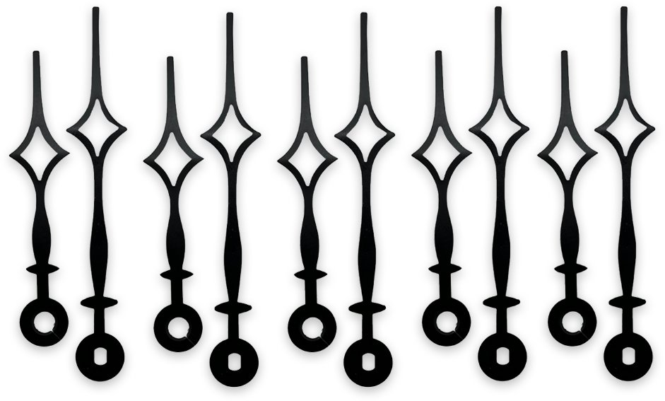 Black Diamond Clock Hands 85mm (Pack of 5 Pairs) Turners Retreat