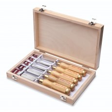 Five Piece Octagonal Boxwood Handled Chisel Set