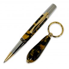 Gold Aero Twist Pen & Keyring Bundle