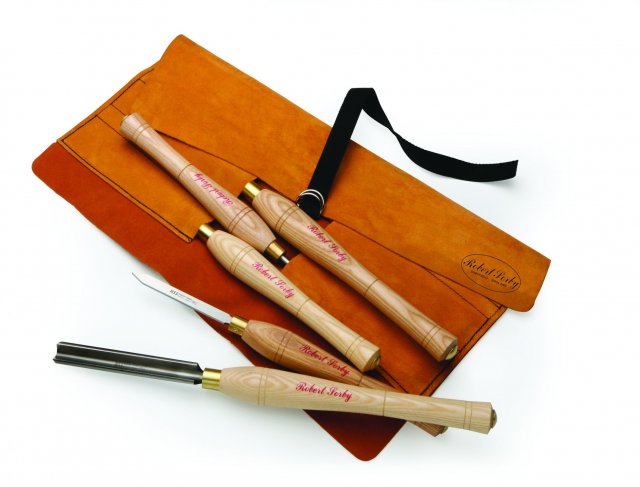 A5HS5LTR - 5 x Turning Tools, Leather Tool Roll Set