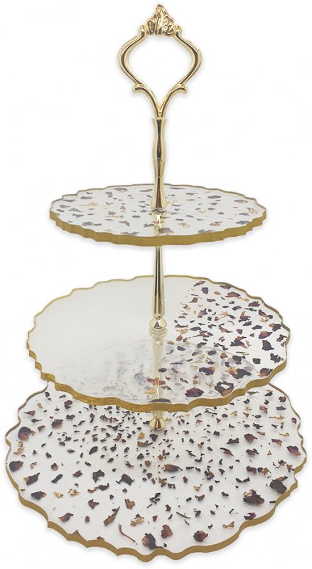 CofeLife 3 Tier Cake Stand, Gold Trim Ceramic Vietnam | Ubuy