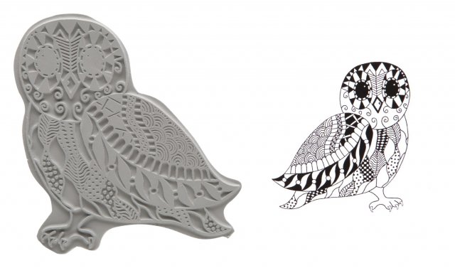 J80009 - Pre Cut Stamp - Zentangled - Owl