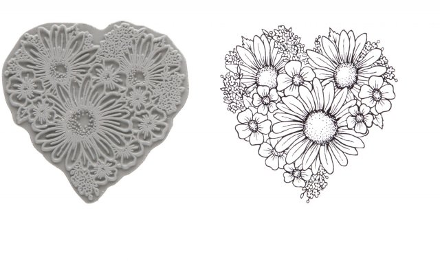 J80012 - Pre Cut Stamp - Heart of Blossoms