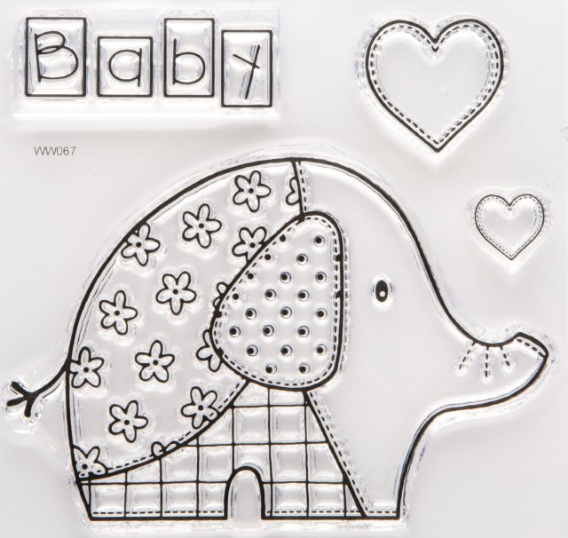 J80018 - Woodware Clear Stamp - Baby Patch Elephant