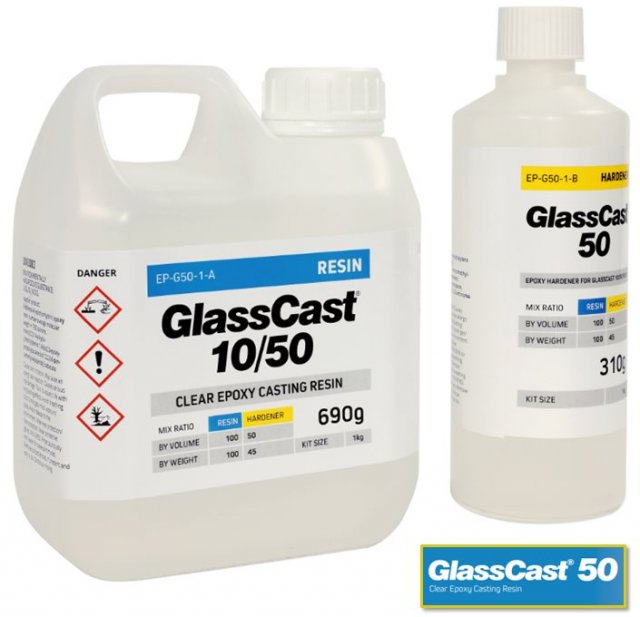 G50-1 - GlassCast 50 Clear Epoxy Casting Resin 1kg Kit