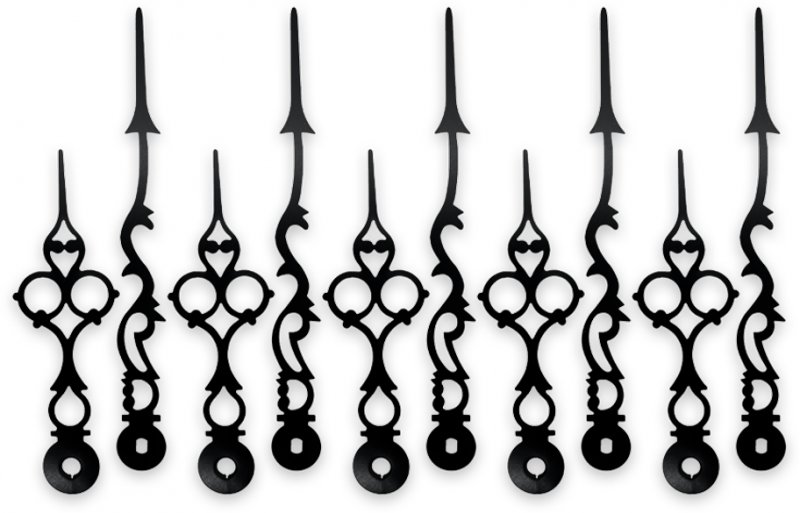 812B Black Serpentine Clock Hands 120mm (Pack of 5)