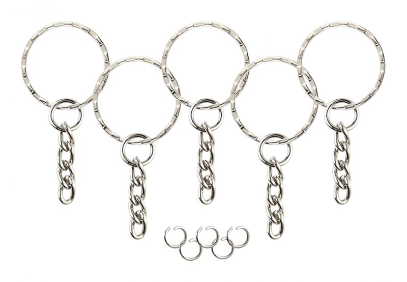 KEYRING - Split Keyring with Chain - Pack of 5