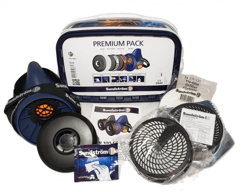 SUNDSTROM SAFETY SR 100 M/L Half Mask Respirator – Silicone – Blue – 6GGT2