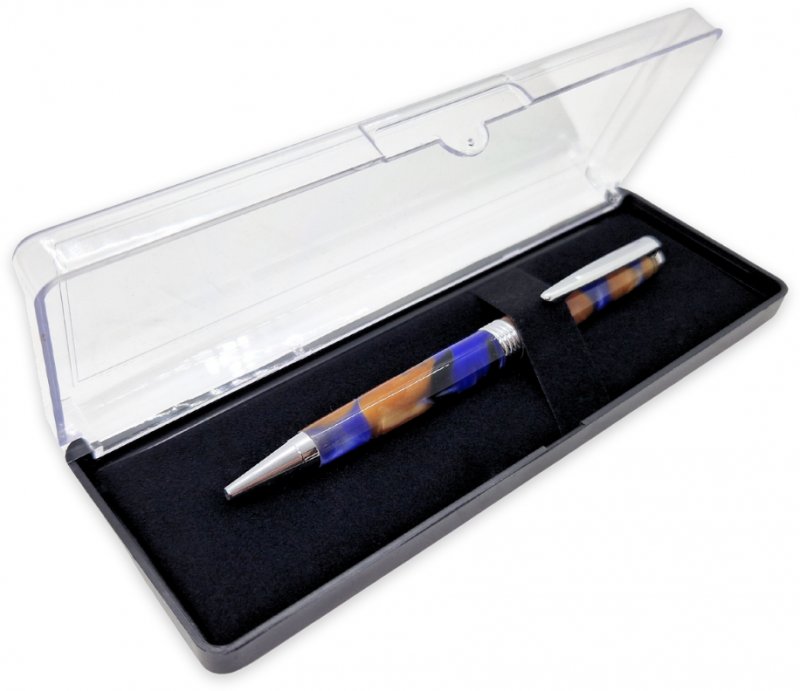 3PKBOX - Black Felt Clear Plastic Lid Pen Box